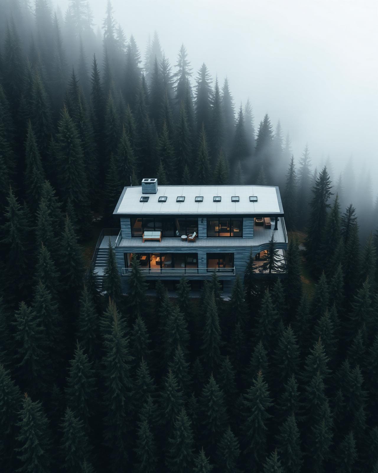 Mountain home architectural aerial